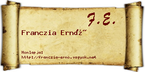 Franczia Ernő névjegykártya